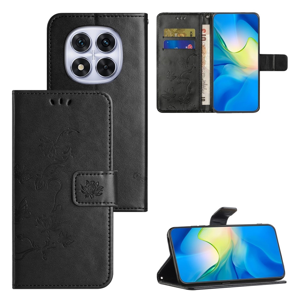 Virágos könyvtáska Xiaomi Redmi Note 15 Pro+ 5G - fekete