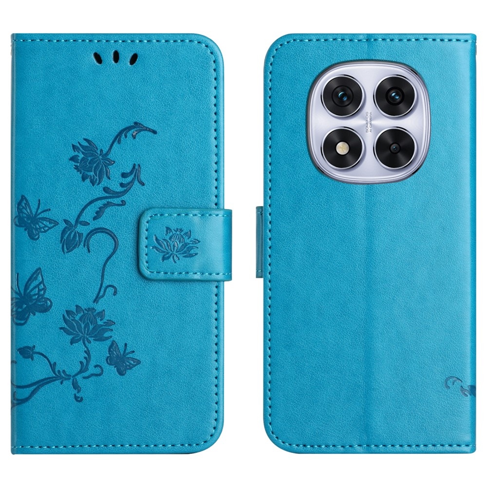 Virágos könyv tok a Xiaomi Redmi Note 15 Pro+ 5G számára - kék