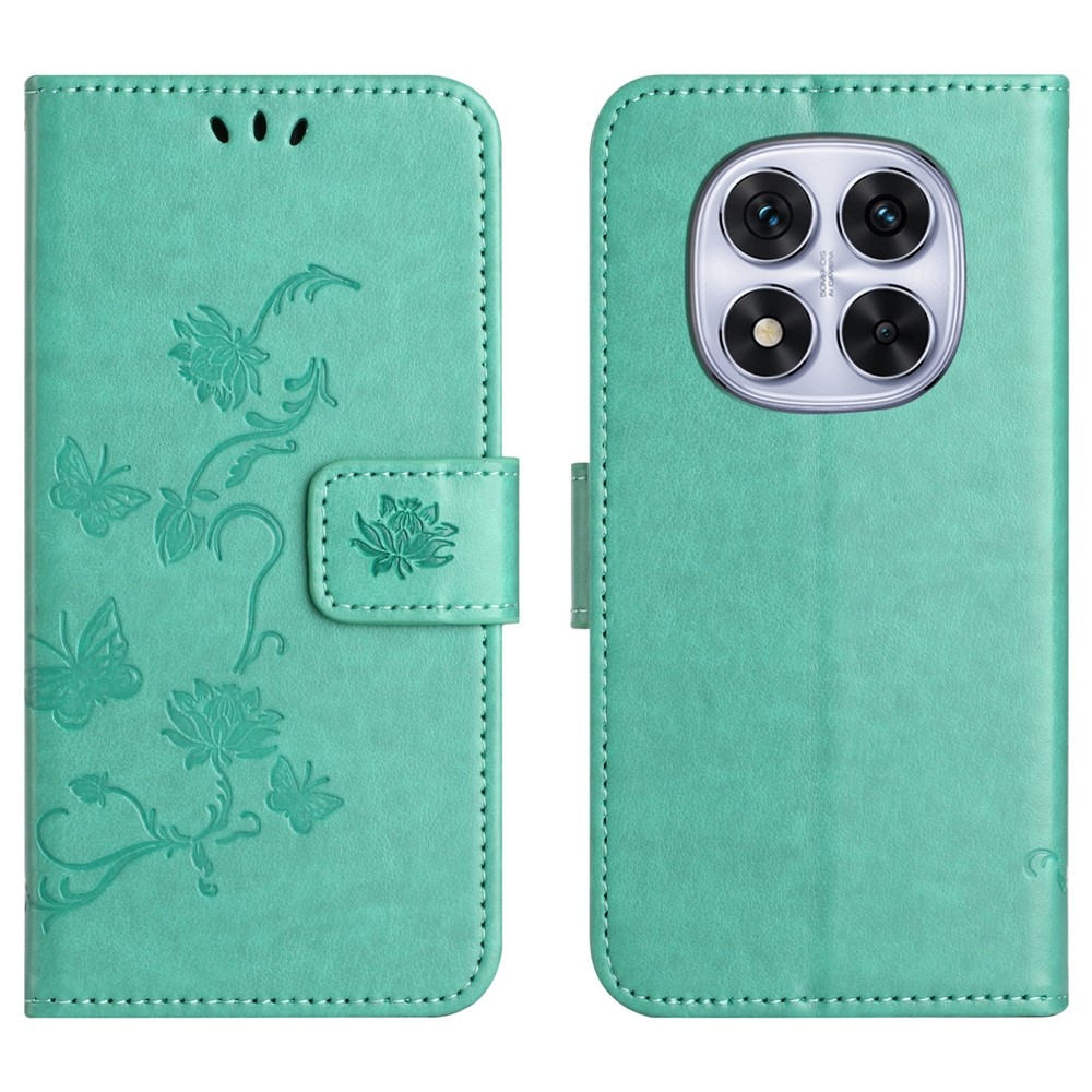 Virágos könyv tok a Xiaomi Redmi Note 15 Pro+ 5G számára - teal színű