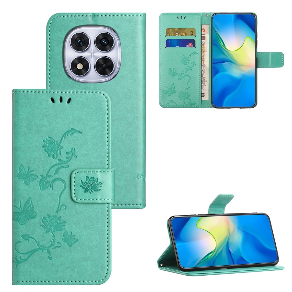 Virágos könyv tok a Xiaomi Redmi Note 15 Pro+ 5G számára - teal színű