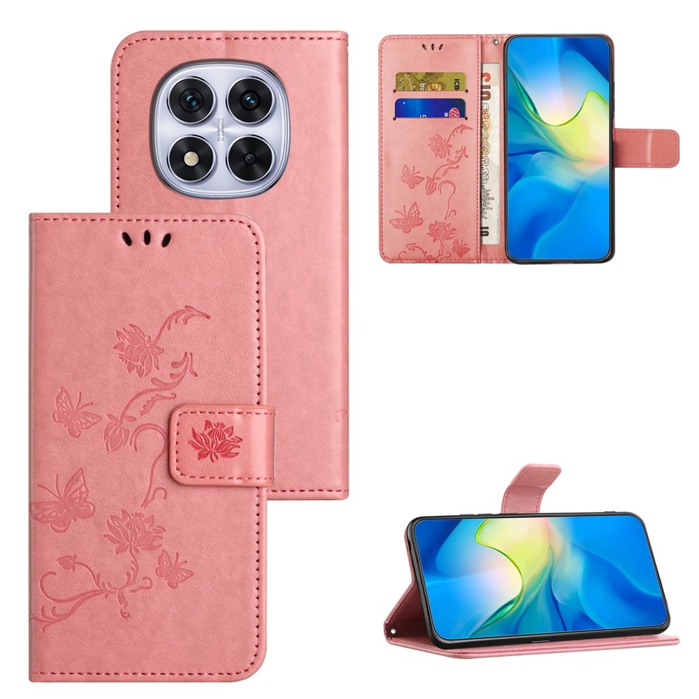 Virágos könyv tok a Xiaomi Redmi Note 15 Pro+ 5G számára - rózsaszínű