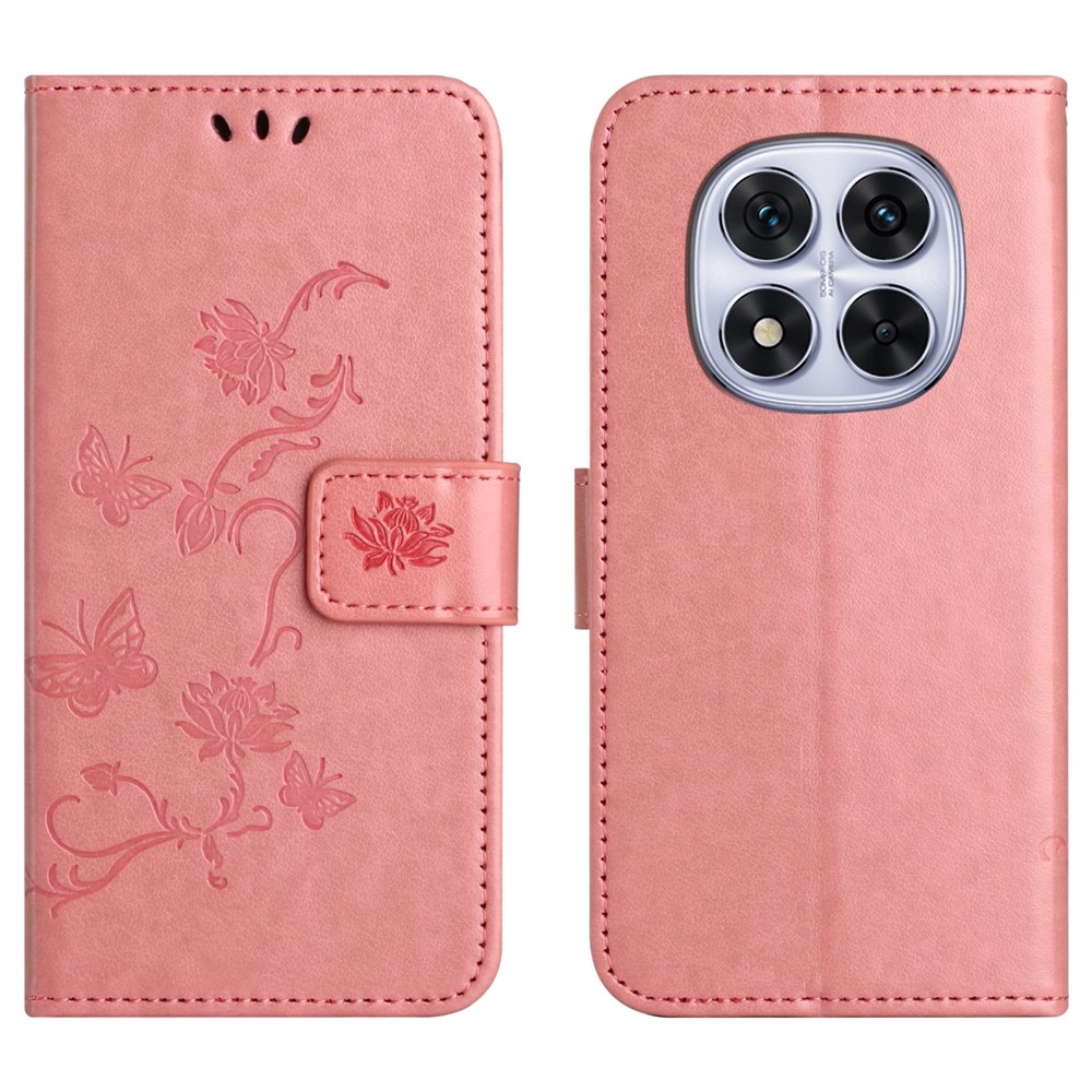 Virágos könyv tok a Xiaomi Redmi Note 15 Pro+ 5G számára - rózsaszínű