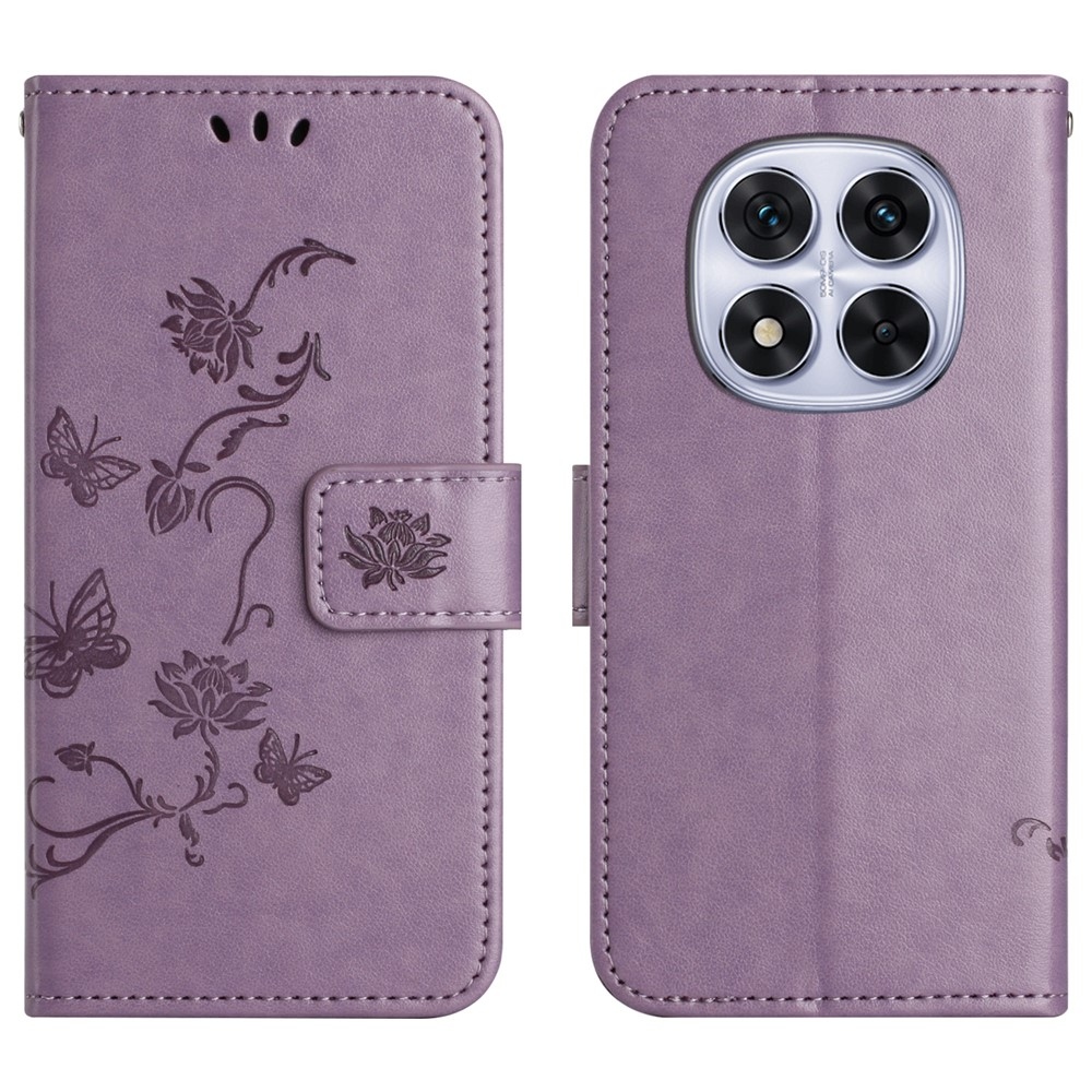 Virágos könyvtáska Xiaomi Redmi Note 15 Pro+ 5G - világos lila