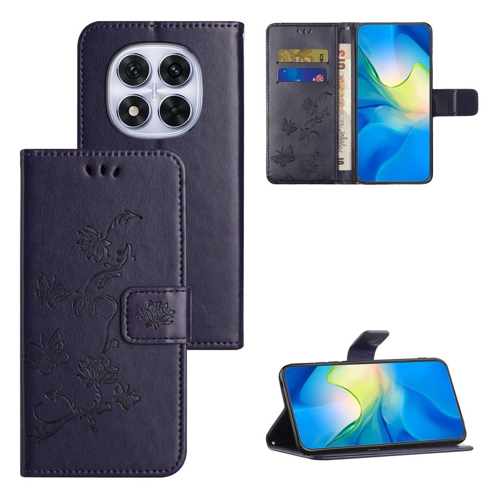 Virágos könyv tok Xiaomi Redmi Note 15 Pro+ 5G - sötét lila