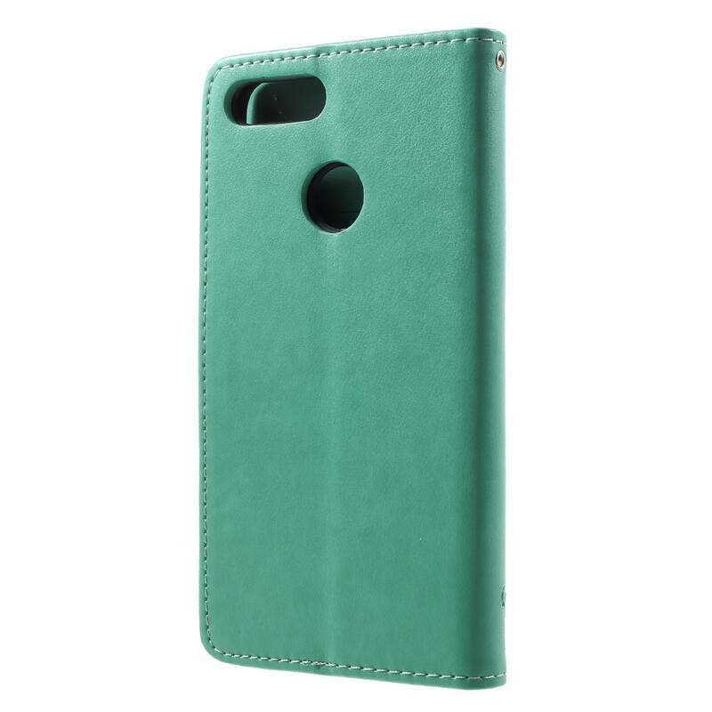 Virág PU bőr pénztárca tok Honor 9 Lite-hoz - zöld