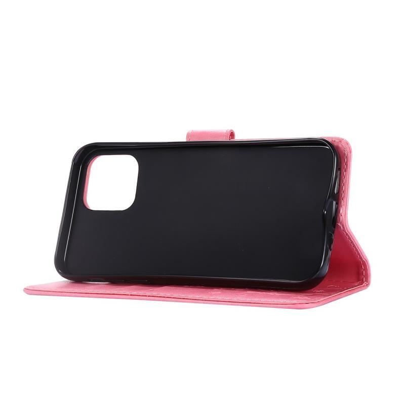 Virág PU bőr tok iPhone 12 Pro/12 készülékhez - rózsaszínű