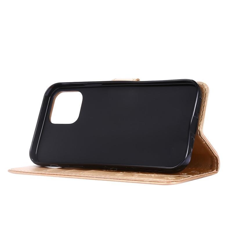 Virág PU bőr tok iPhone 12 Pro/12 készülékhez - arany színben