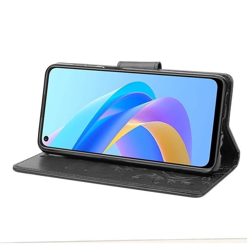 Virág PU bőr pénztárca tok Realme 9i - fekete