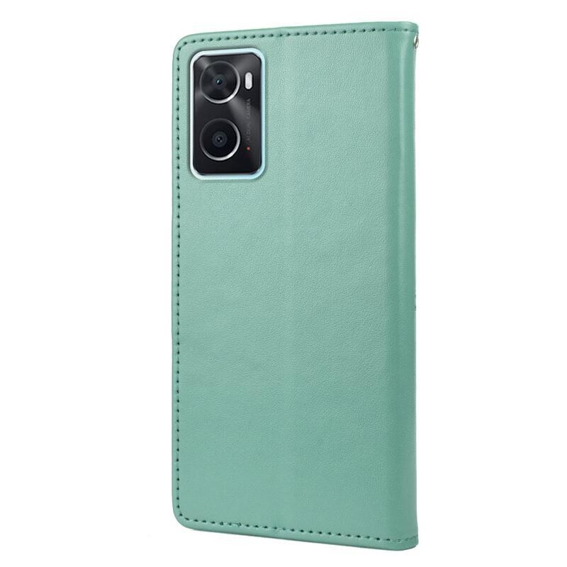 Virág PU bőr pénztárca tok mobiltelefonhoz Realme 9i - zöld