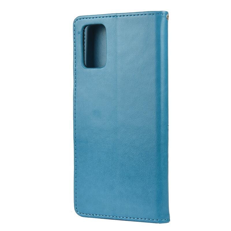 Virág PU bőr pénztárca tok Samsung Galaxy A03s (166.6 x 75.9 x 9.1mm) - kék