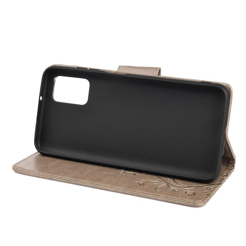 Virág PU bőr pénztárca tok Samsung Galaxy A03s (166.6 x 75.9 x 9.1mm) - szürke