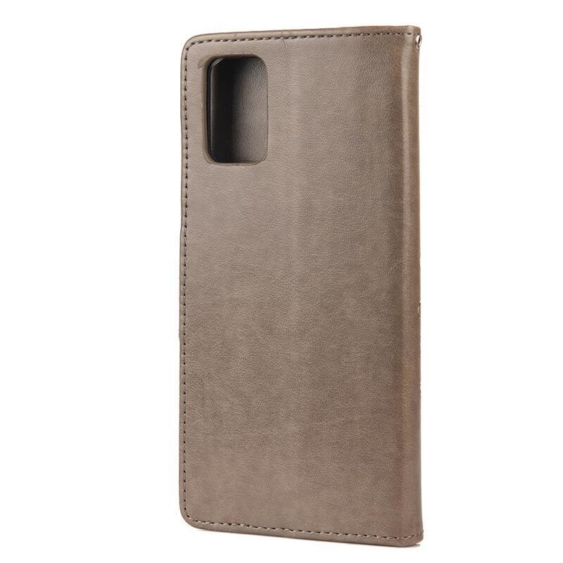 Virág PU bőr pénztárca tok Samsung Galaxy A03s (166.6 x 75.9 x 9.1mm) - szürke