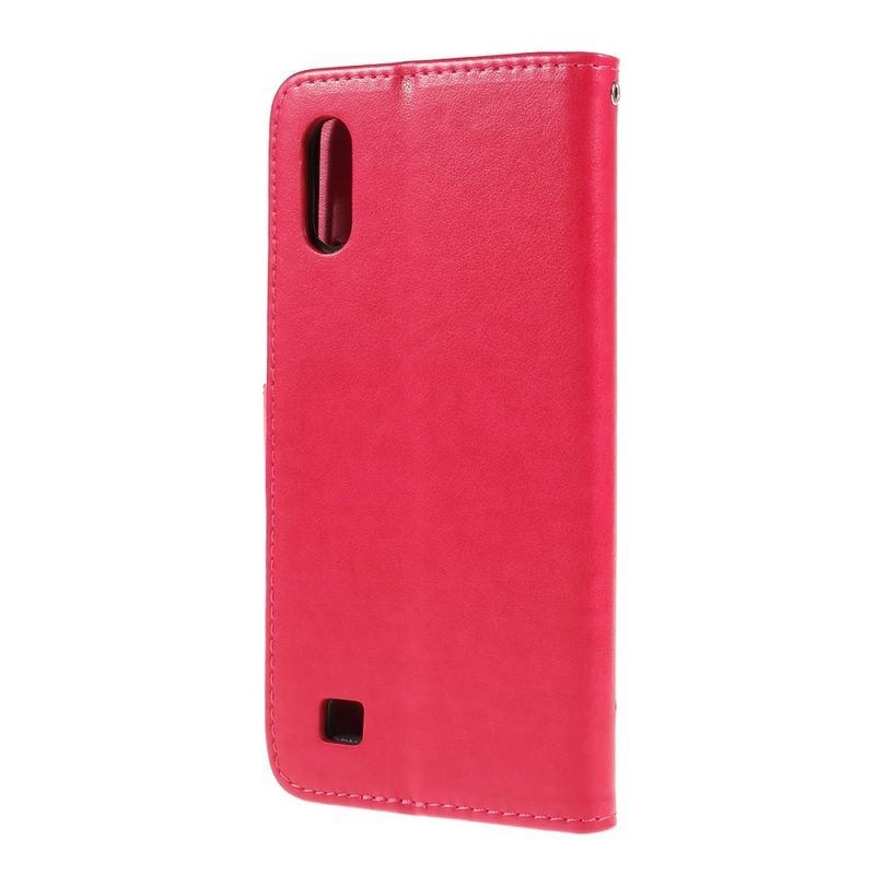 Virág PU bőr pénztárca tok Samsung Galaxy A10 - rózsaszínű