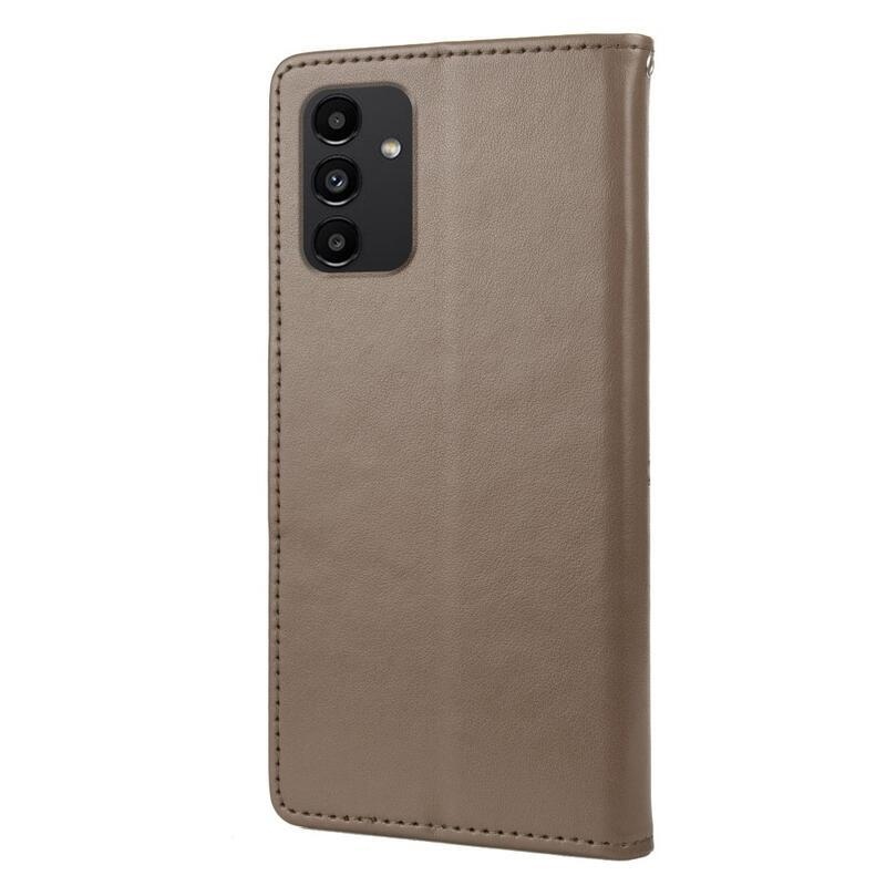 Virág PU bőr pénztárca tok Samsung Galaxy A13 4G - szürke