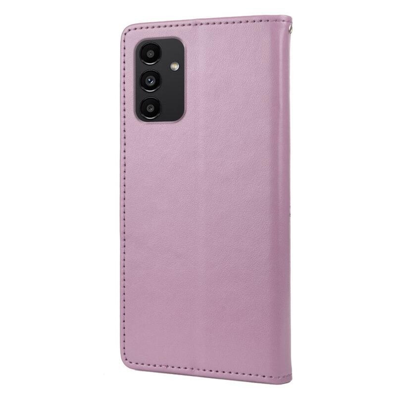 Virág PU bőr pénztárca tok Samsung Galaxy A13 4G - világos lila