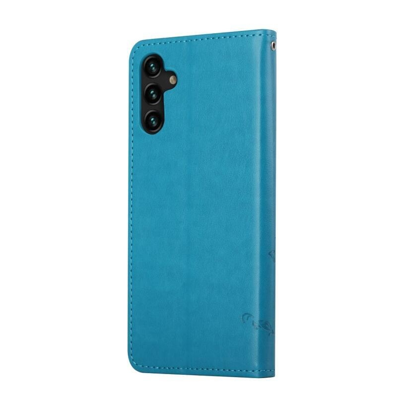 Virág PU bőr pénztárca tok Samsung Galaxy A13 5G/Galaxy A04s (164.7 x 76.7 x 9.1 mm) - kék