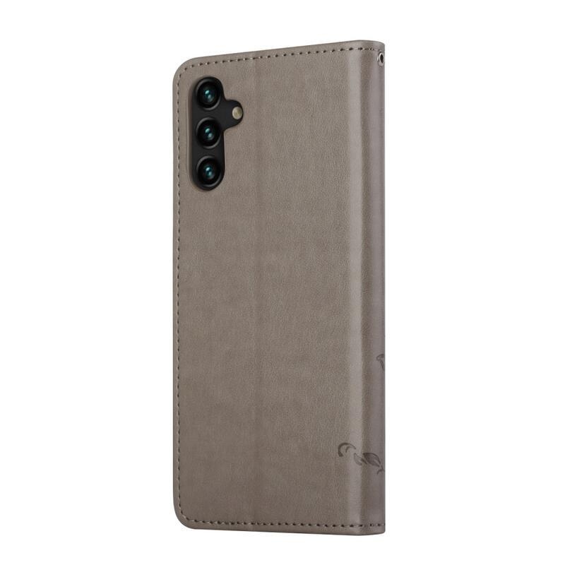 Virág PU bőr pénztárca tok Samsung Galaxy A13 5G/Galaxy A04s (164.7 x 76.7 x 9.1 mm) - szürke