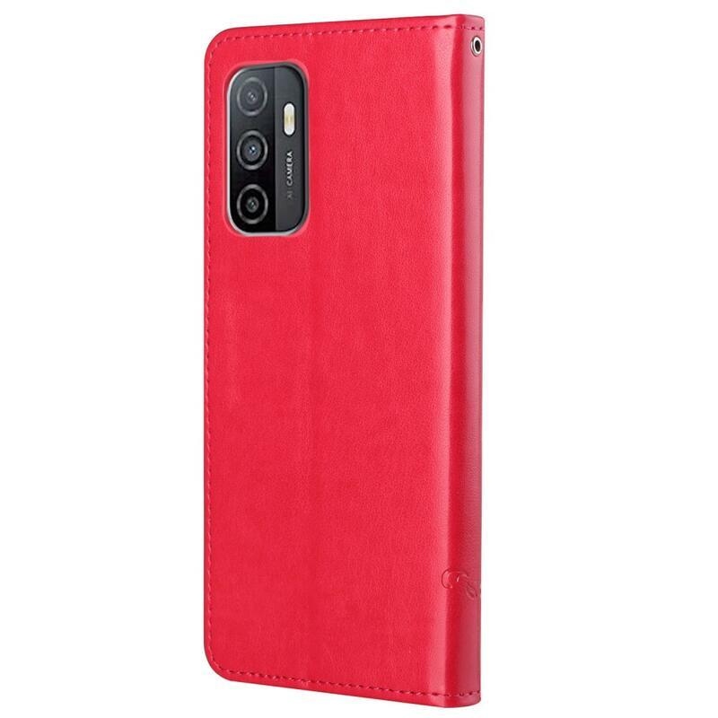 Virág PU bőr pénztárca tok Samsung Galaxy A33 5G-hez - piros