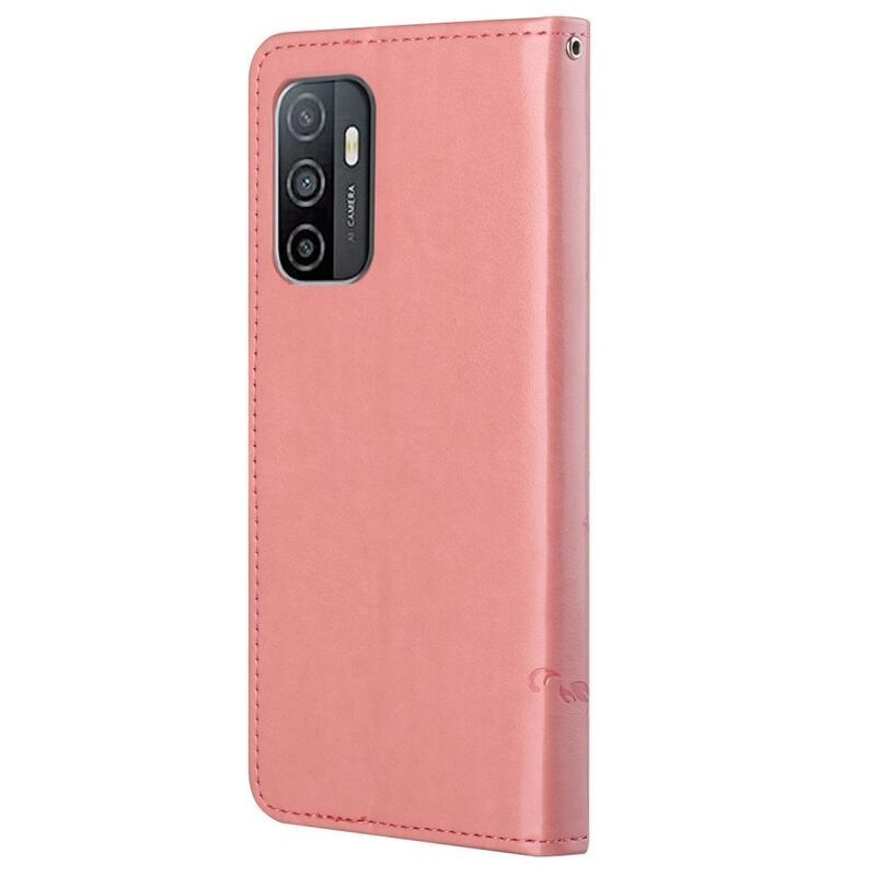 Virág PU bőr pénztárca tok Samsung Galaxy A53 5G - rózsaszín