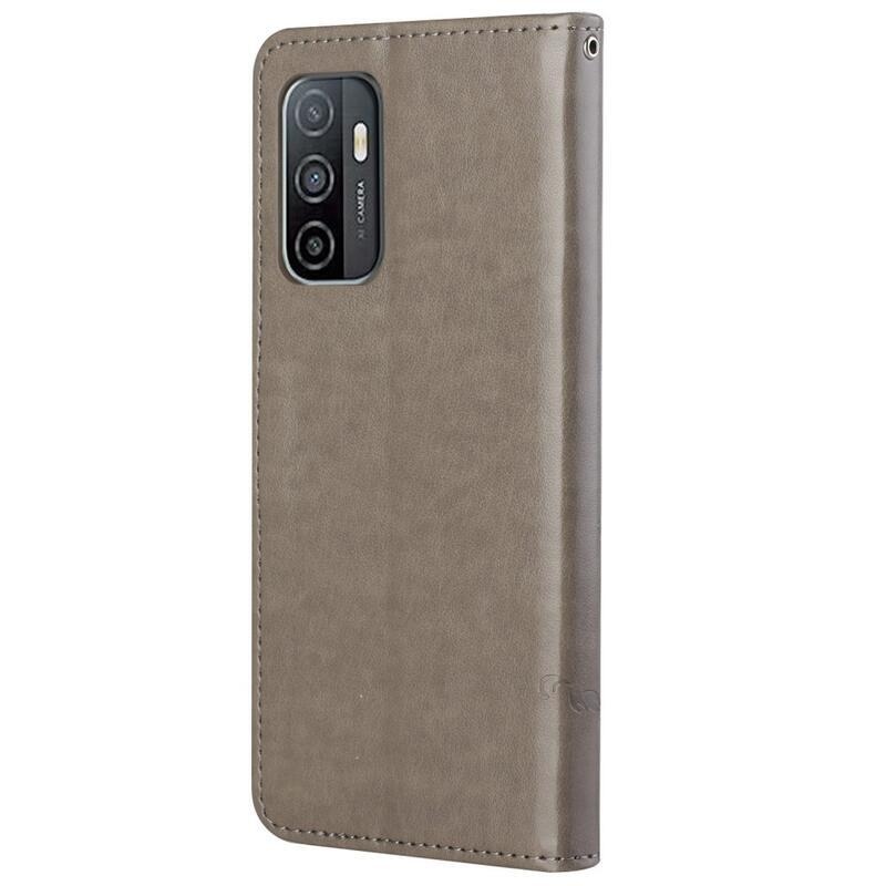 Virág PU bőr pénztárca tok Samsung Galaxy A53 5G - szürke