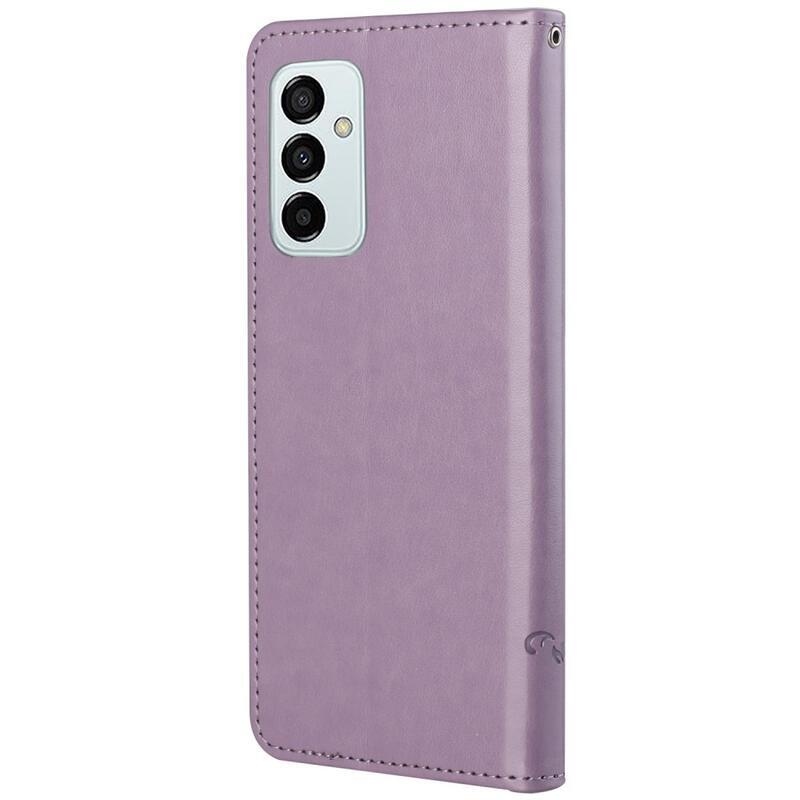 Virág PU bőr pénztárca tok Samsung Galaxy M23 5G - világos lila