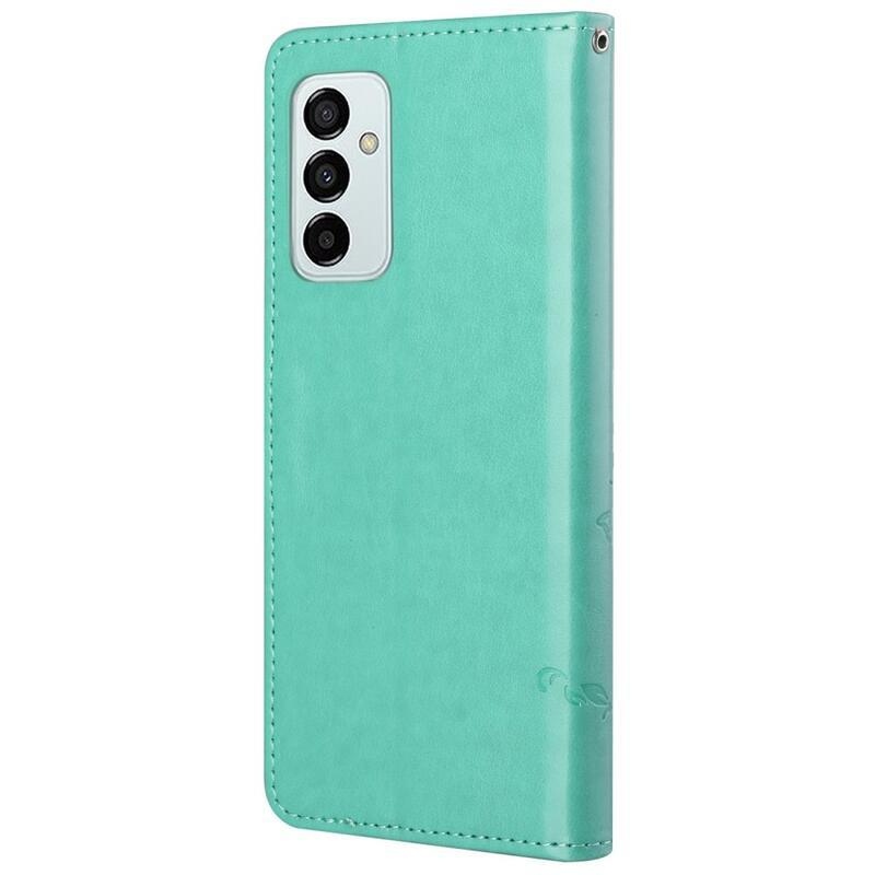 Virág PU bőr pénztárca tok Samsung Galaxy M23 5G-hez - zöld