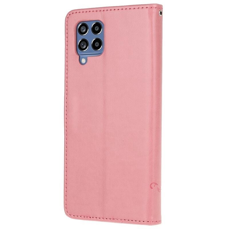Virág PU bőr pénztárca tok Samsung Galaxy M53 5G - rózsaszín