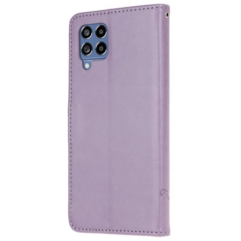 Virág PU bőr pénztárca tok Samsung Galaxy M53 5G - világos lila