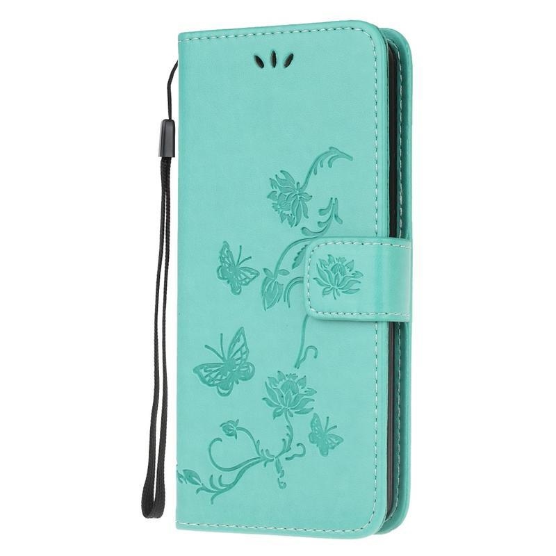 Virág PU bőr pénztárca tok Samsung Galaxy Note 20 Ultra-hoz - zöld