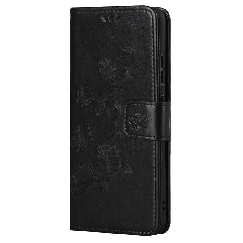 Virág PU bőr pénztárca tok Xiaomi Redmi Note 11 4G/Note 11S 4G - fekete