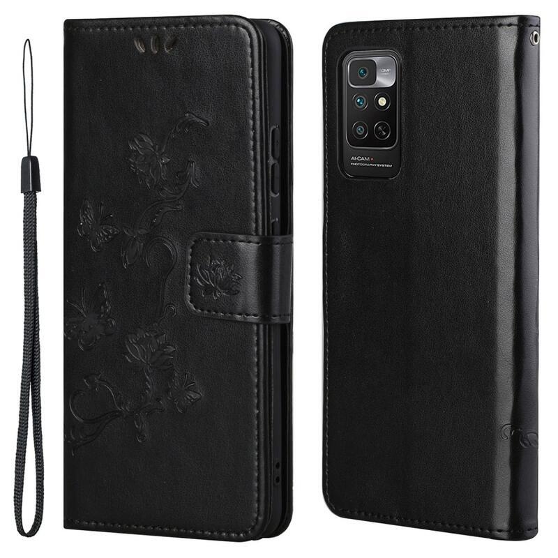 Virág PU bőr pénztárca tok Xiaomi Redmi Note 11 4G/Note 11S 4G - fekete