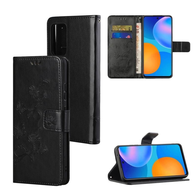 Virág PU bőr pénztárca tok Xiaomi Redmi Note 11 4G/Note 11S 4G - fekete
