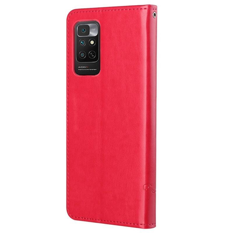 Virág PU bőr pénztárca tok Xiaomi Redmi Note 11 4G/Note 11S 4G - piros