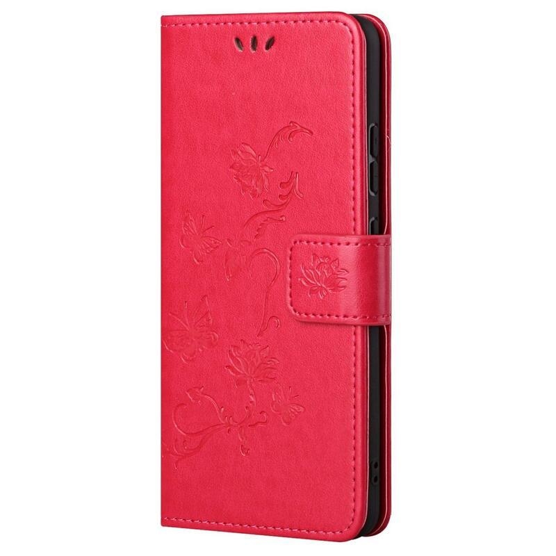 Virág PU bőr pénztárca tok Xiaomi Redmi Note 11 4G/Note 11S 4G - piros