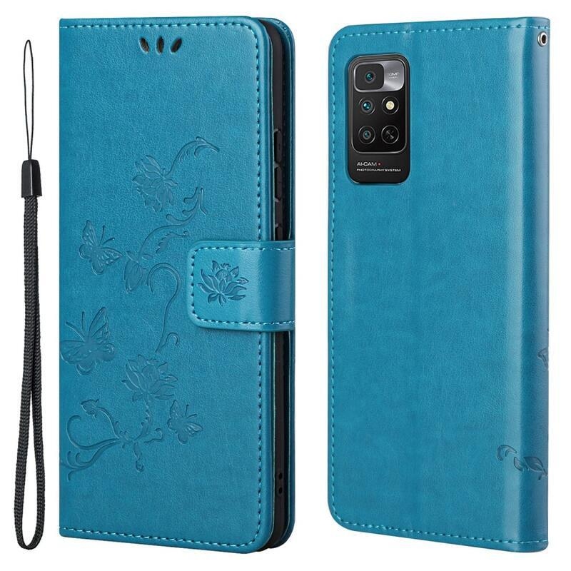 Virág PU bőr pénztárca tok Xiaomi Redmi Note 11 4G/Note 11S 4G - kék
