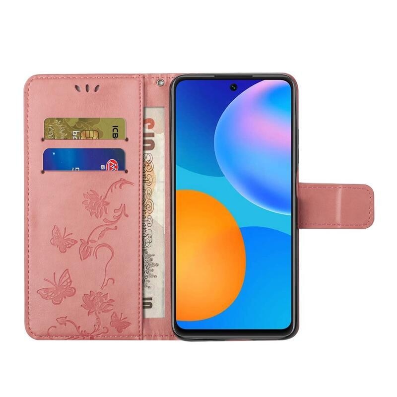 Virág PU bőr pénztárca tok Xiaomi Redmi Note 11 4G/Note 11S 4G - rózsaszínű