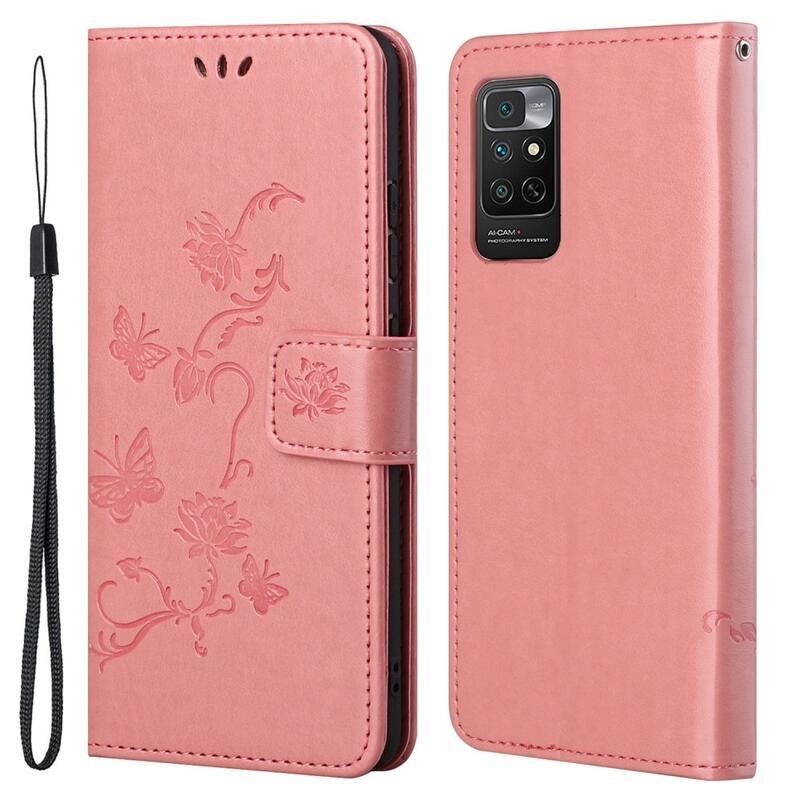 Virág PU bőr pénztárca tok Xiaomi Redmi Note 11 4G/Note 11S 4G - rózsaszínű