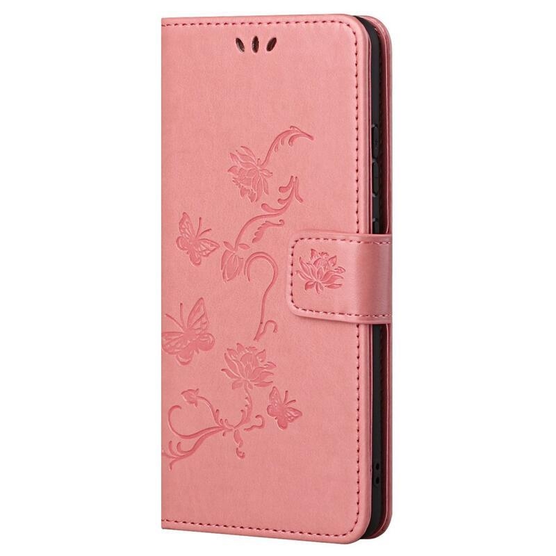 Virág PU bőr pénztárca tok Xiaomi Redmi Note 11 4G/Note 11S 4G - rózsaszínű