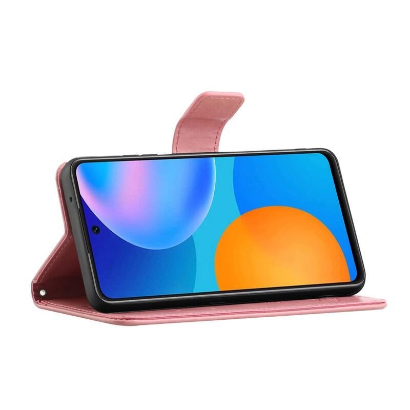 Virág PU bőr pénztárca tok Xiaomi Redmi Note 11 4G/Note 11S 4G - rózsaszínű