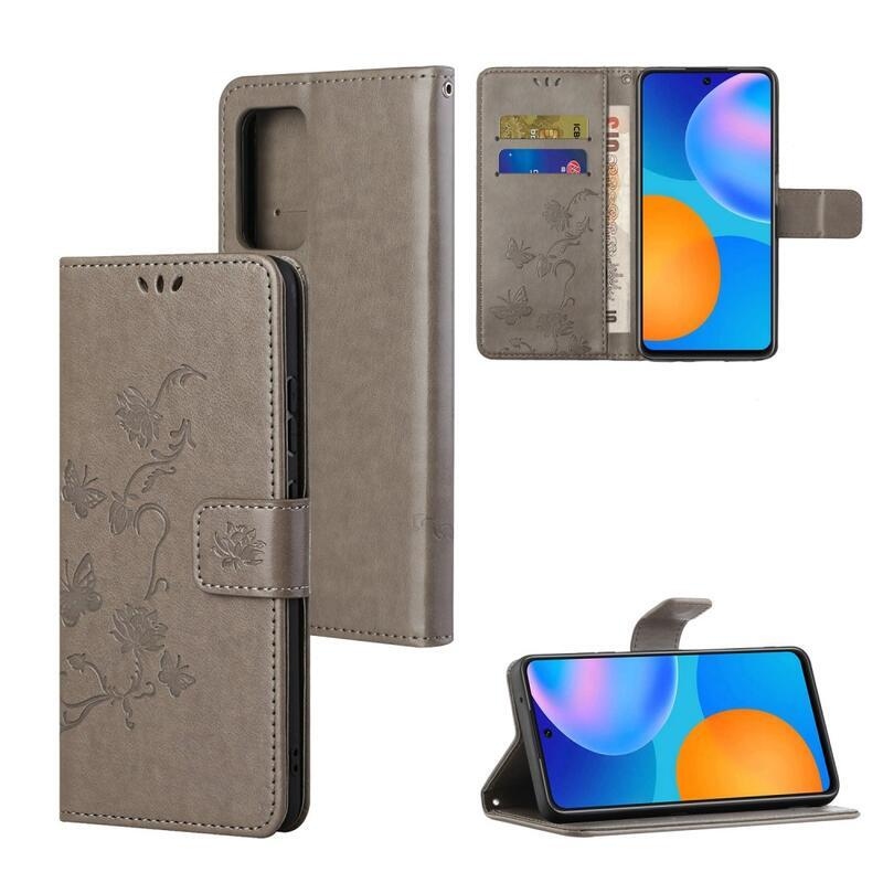 Virág PU bőr pénztárca tok Xiaomi Redmi Note 11 4G/Note 11S 4G - szürke
