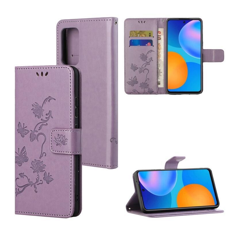 Virág PU bőr pénztárca tok Xiaomi Redmi Note 11 4G/Note 11S 4G - világos lila