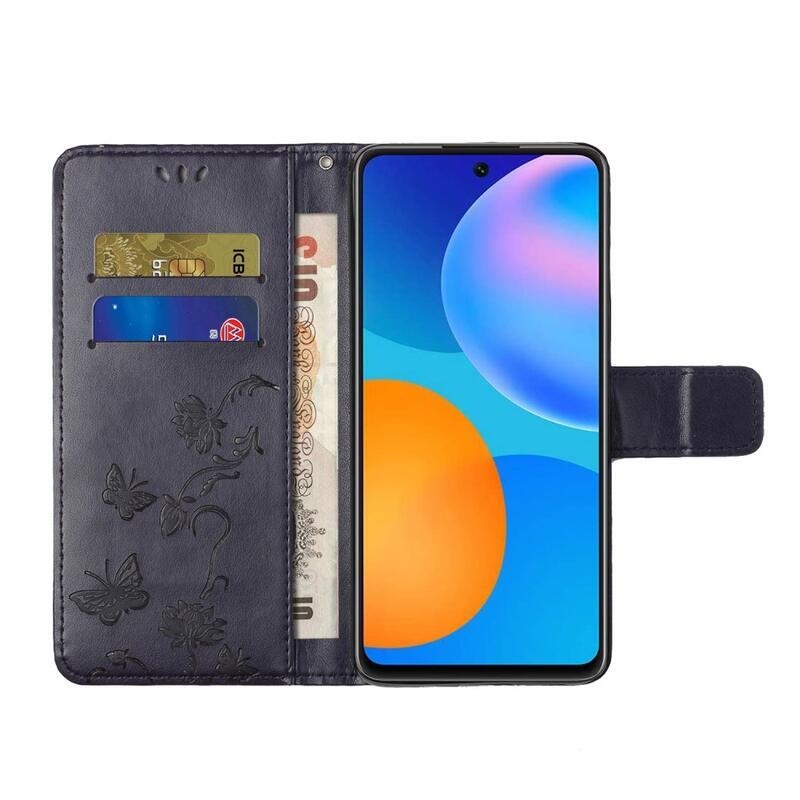 Virág PU bőr pénztárca tok Xiaomi Redmi Note 11 4G/Note 11S 4G - sötét lila