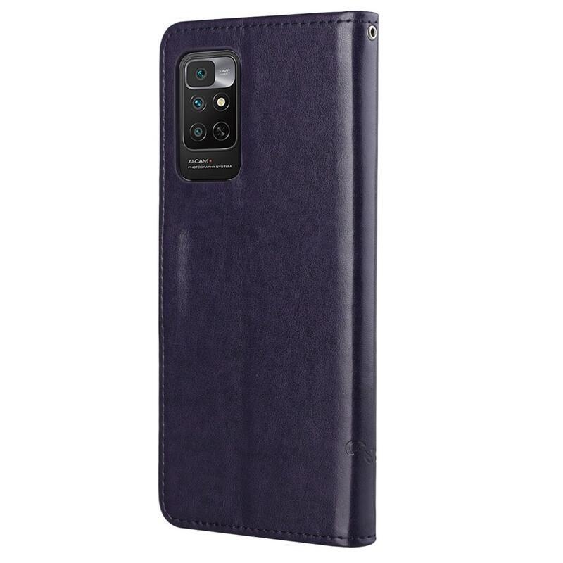 Virág PU bőr pénztárca tok Xiaomi Redmi Note 11 4G/Note 11S 4G - sötét lila