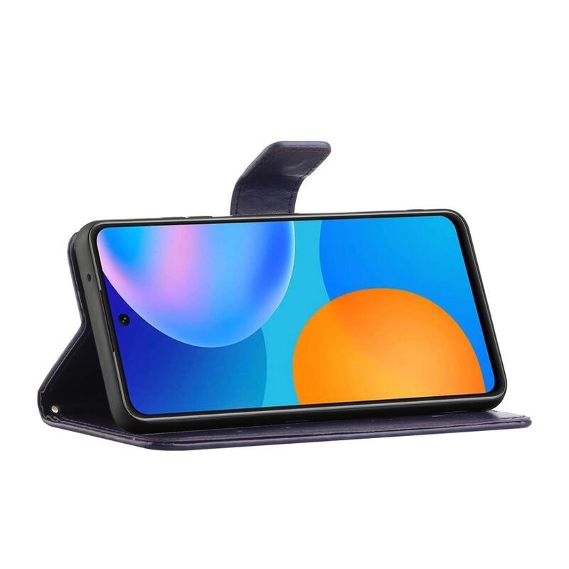 Virág PU bőr pénztárca tok Xiaomi Redmi Note 11 4G/Note 11S 4G - sötét lila