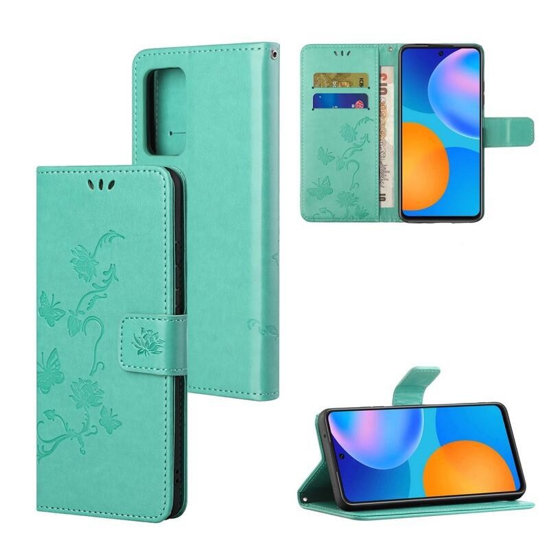 Virág PU bőr pénztárca tok Xiaomi Redmi Note 11 4G/Note 11S 4G - zöld