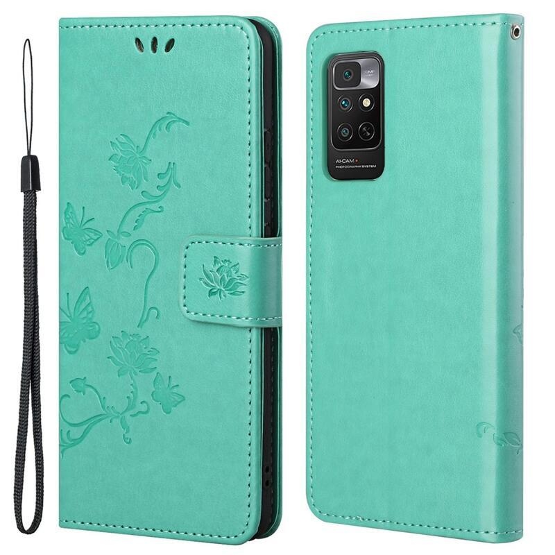 Virág PU bőr pénztárca tok Xiaomi Redmi Note 11 4G/Note 11S 4G - zöld