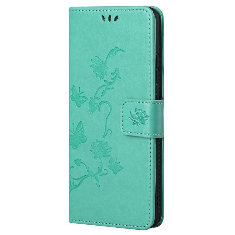 Virág PU bőr pénztárca tok Xiaomi Redmi Note 11 4G/Note 11S 4G - zöld
