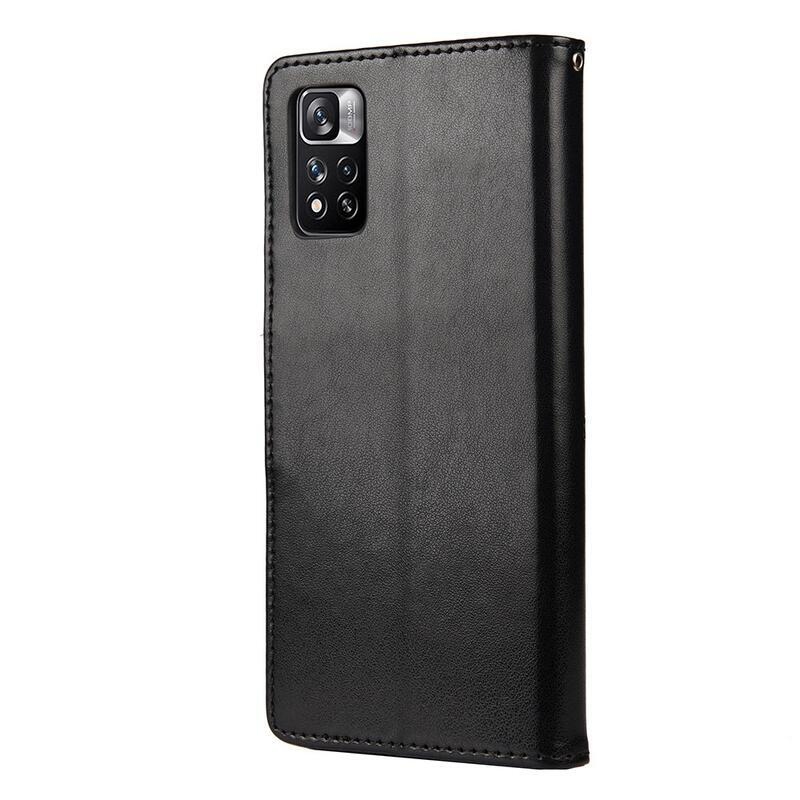 Virág PU bőr pénztárca tok Xiaomi Redmi Note 11 Pro 4G/5G - fekete
