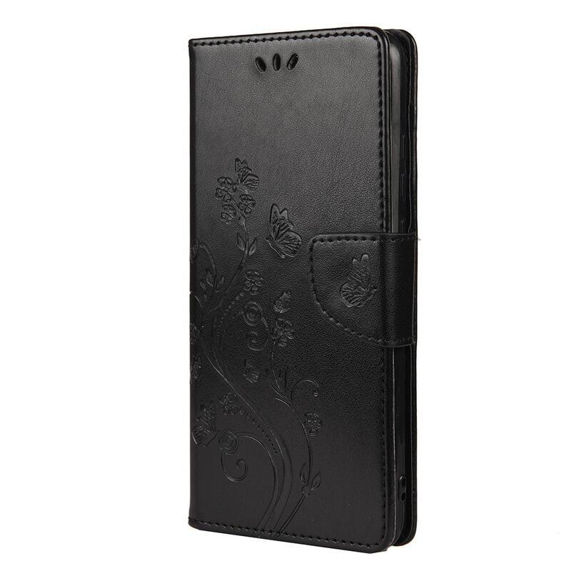 Virág PU bőr pénztárca tok Xiaomi Redmi Note 11 Pro 4G/5G - fekete