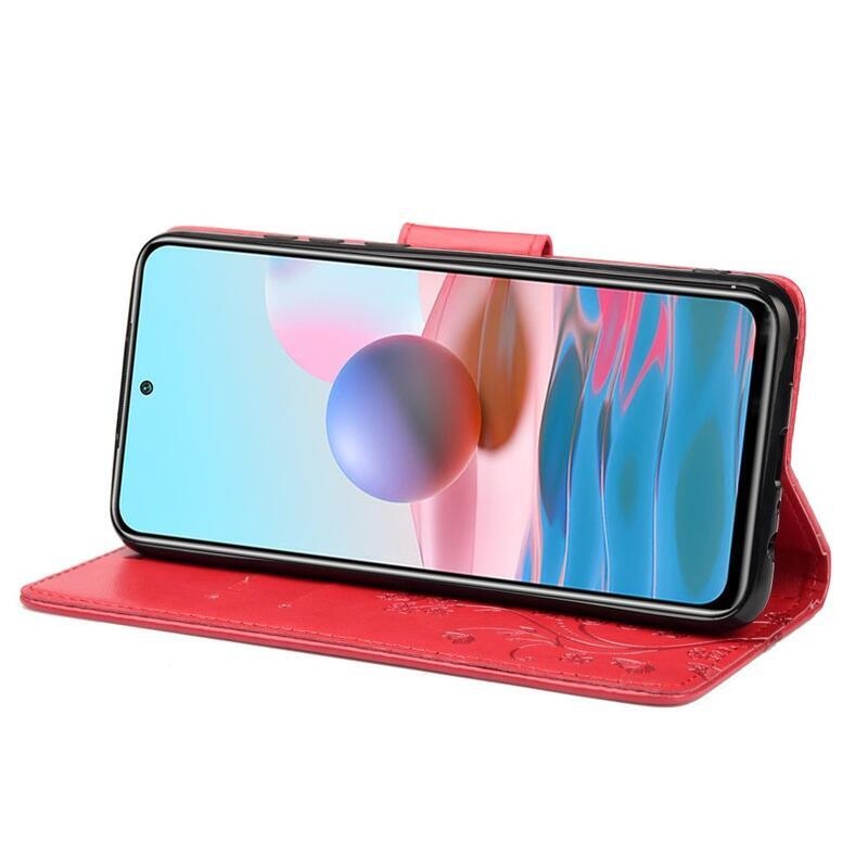 Virág PU bőr pénztárca tok Xiaomi Redmi Note 11 Pro 4G/5G - piros
